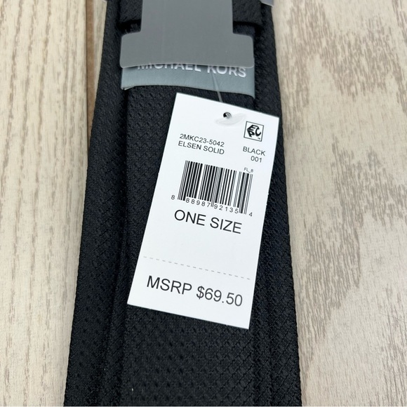 616 - Michael Kors Elson Solid Tie Black 001 2MKC23-5042 Silk Blend $69.50 - Picture 4 of 5